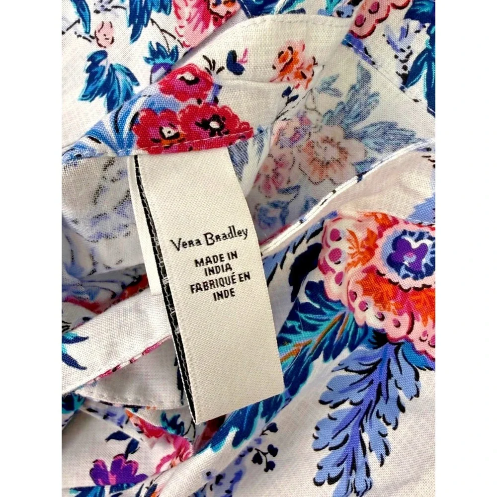 Vera Bradley Floral Cotton Bib Apron One Size Birds Print Kitchen Cottagecore